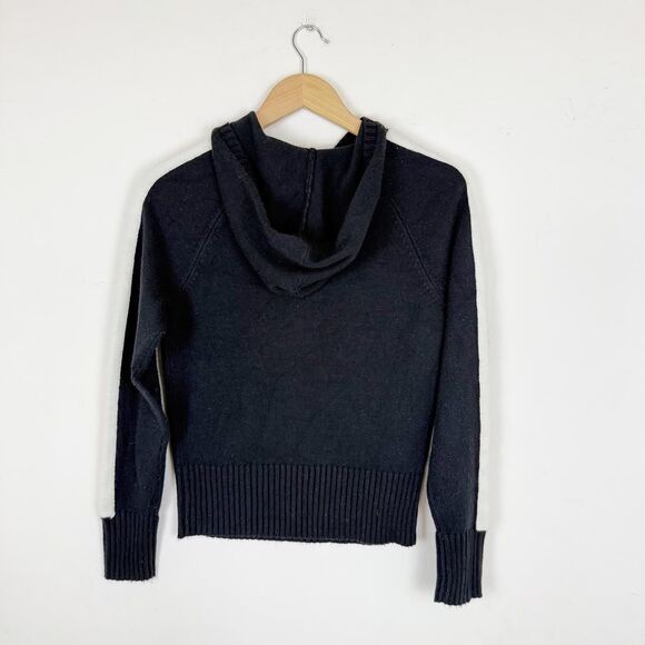 Vintage Y2K Roxy knit hoodie pullover late 1990's / early 2000's black white - Picture 5 of 6